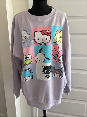 Sanrio Hello Kitty & Friends Oversized Graphic Sweatshirt Purple XS NWT